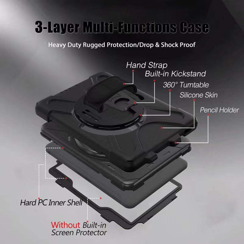 Rugged Case for Galaxy Tab Active 4 PRO Case 2022 Case with Pen Holder(Black Diamond)