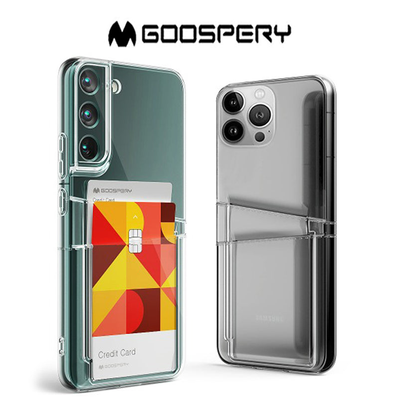 Goospery Case For iPhone 14 Dual Pocket Jelly Case With 2 Cards Storage