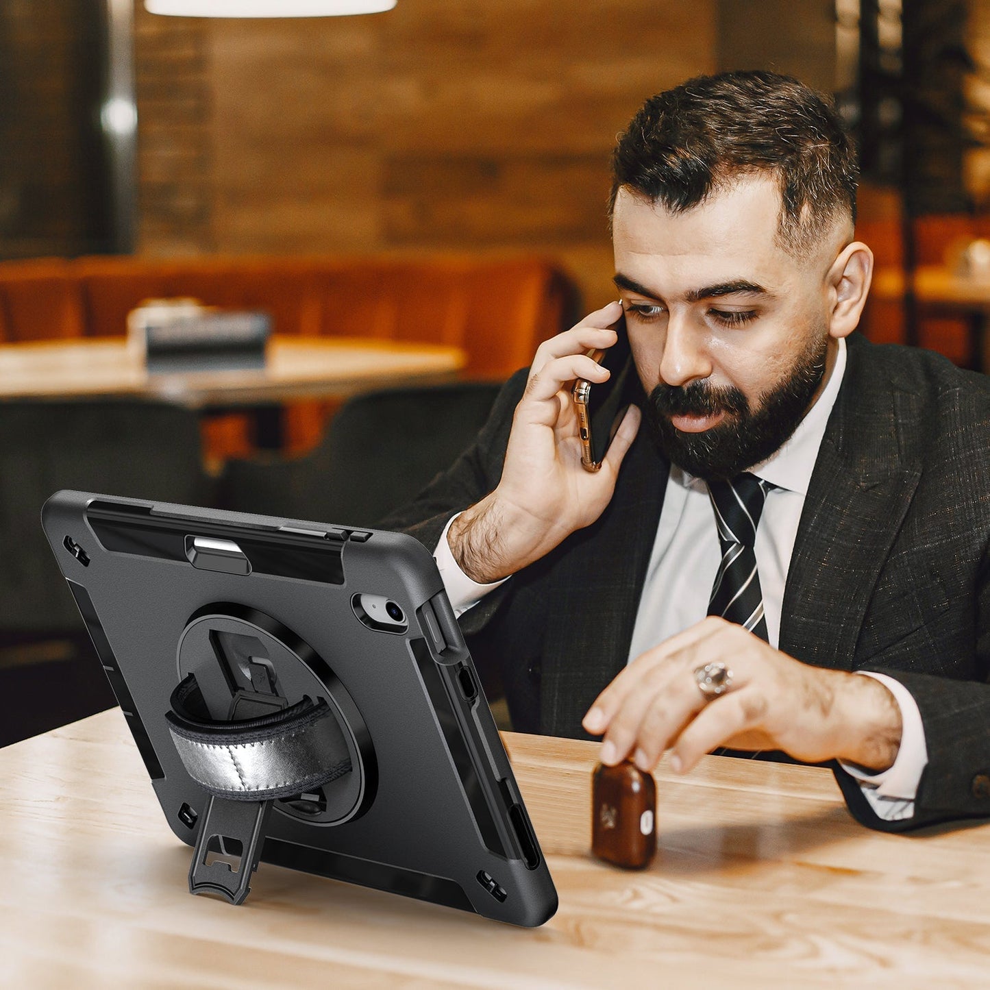 Rugged Case for iPad 5 / 6 iPad Air 2 9.7" Generic Heavy Duty with Pen Holder Screen-Less(Black Diamond)