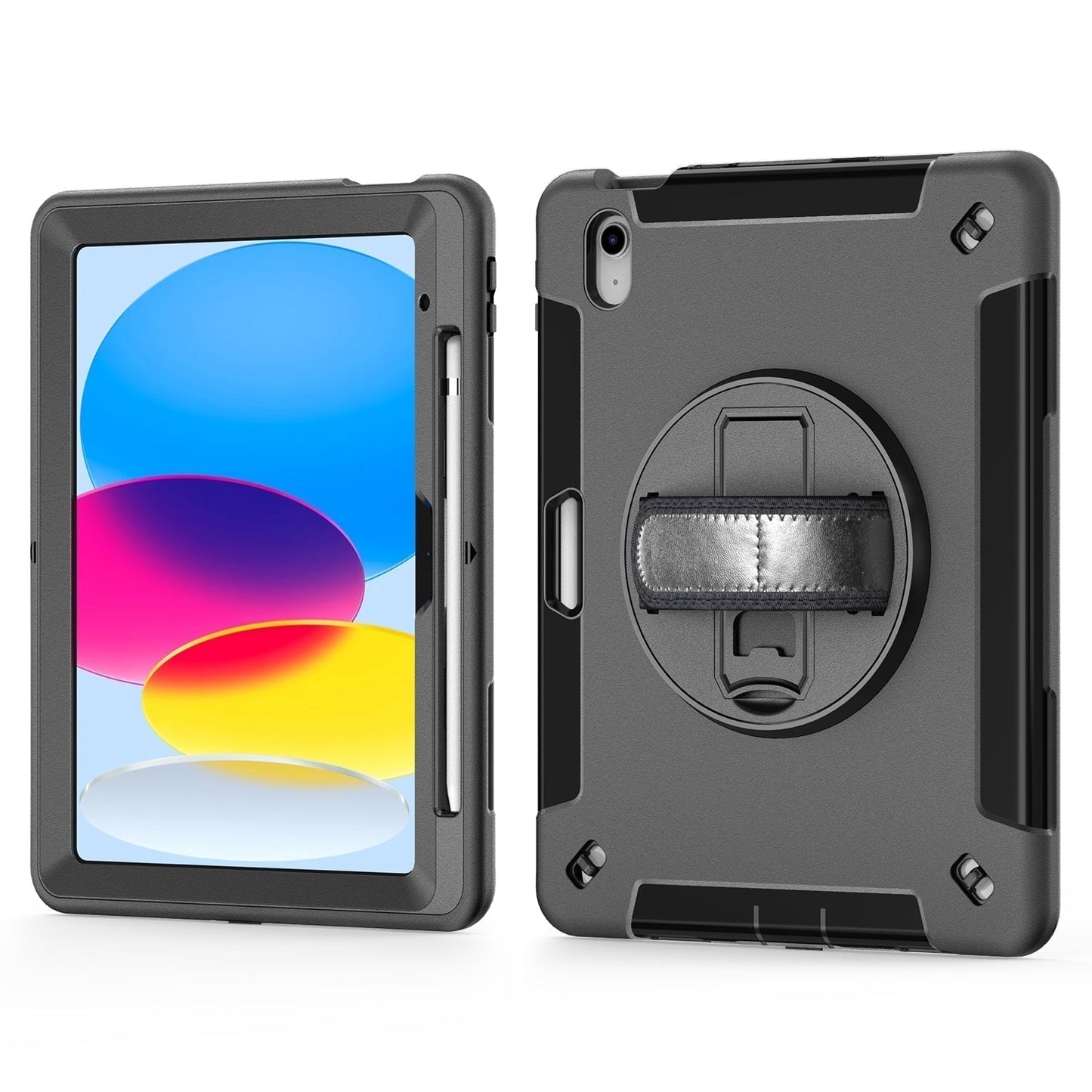 Rugged Case for iPad 5 / 6 iPad Air 2 9.7" Generic Heavy Duty with Pen Holder Screen-Less(Black Diamond)