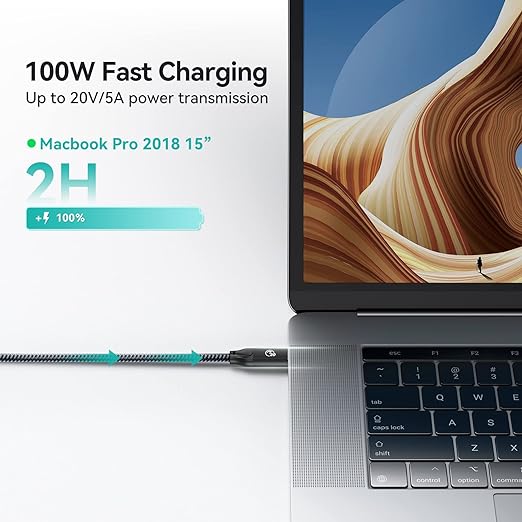 1M BoostUp Cafule USB-C to USB-C Cable Charge & Video Black (USB 3.2 Gen2 - 20Gbps, 100W/5A, 8K/60Hz)