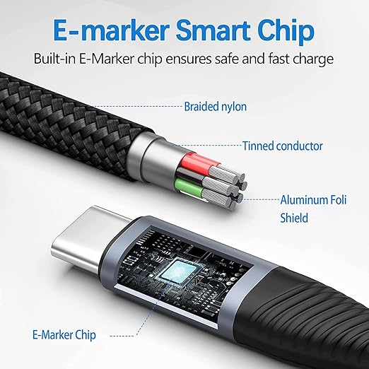 1M BoostUp Cafule USB-C to USB-C Cable Charge & Video Black (USB 3.2 Gen2 - 20Gbps, 100W/5A, 8K/60Hz)