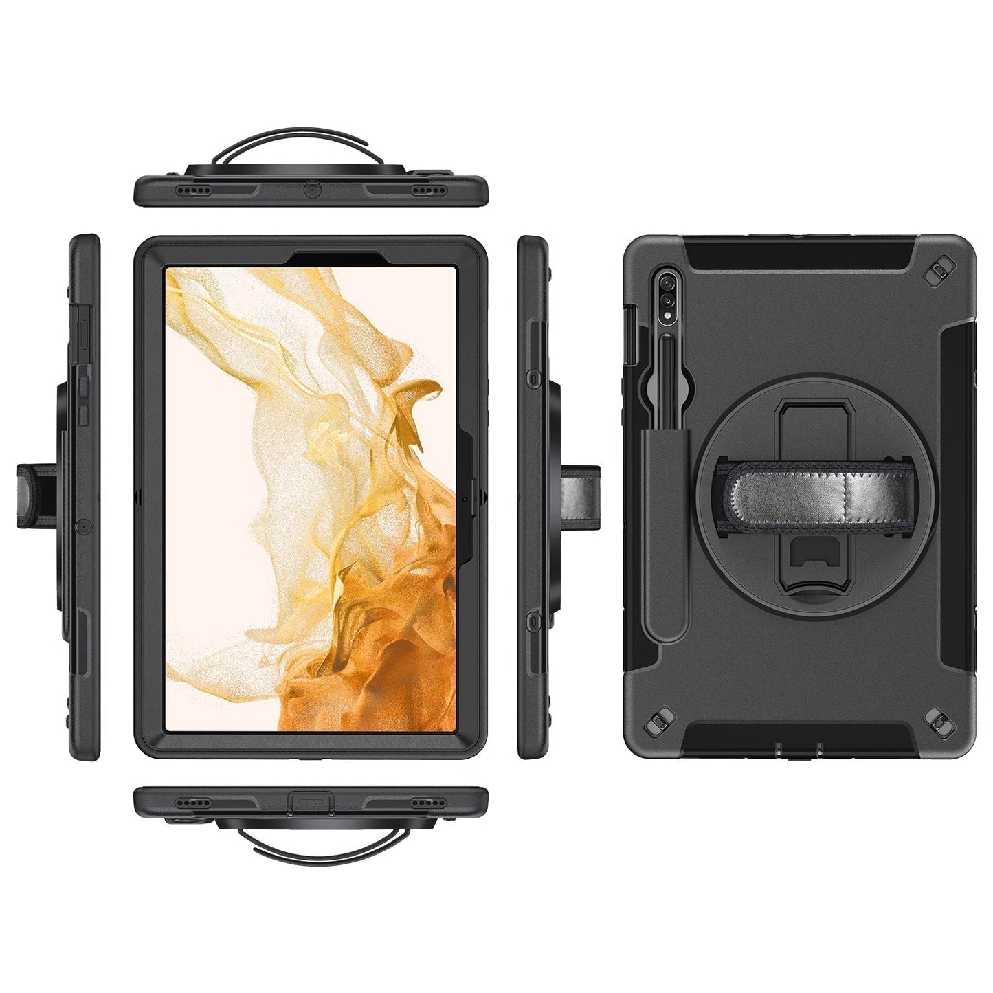Rugged Case for Galaxy Tab S9 (SM-X710) (11") Generic Heavy Duty Rugged Case with Pen Holder(Black Diamond)