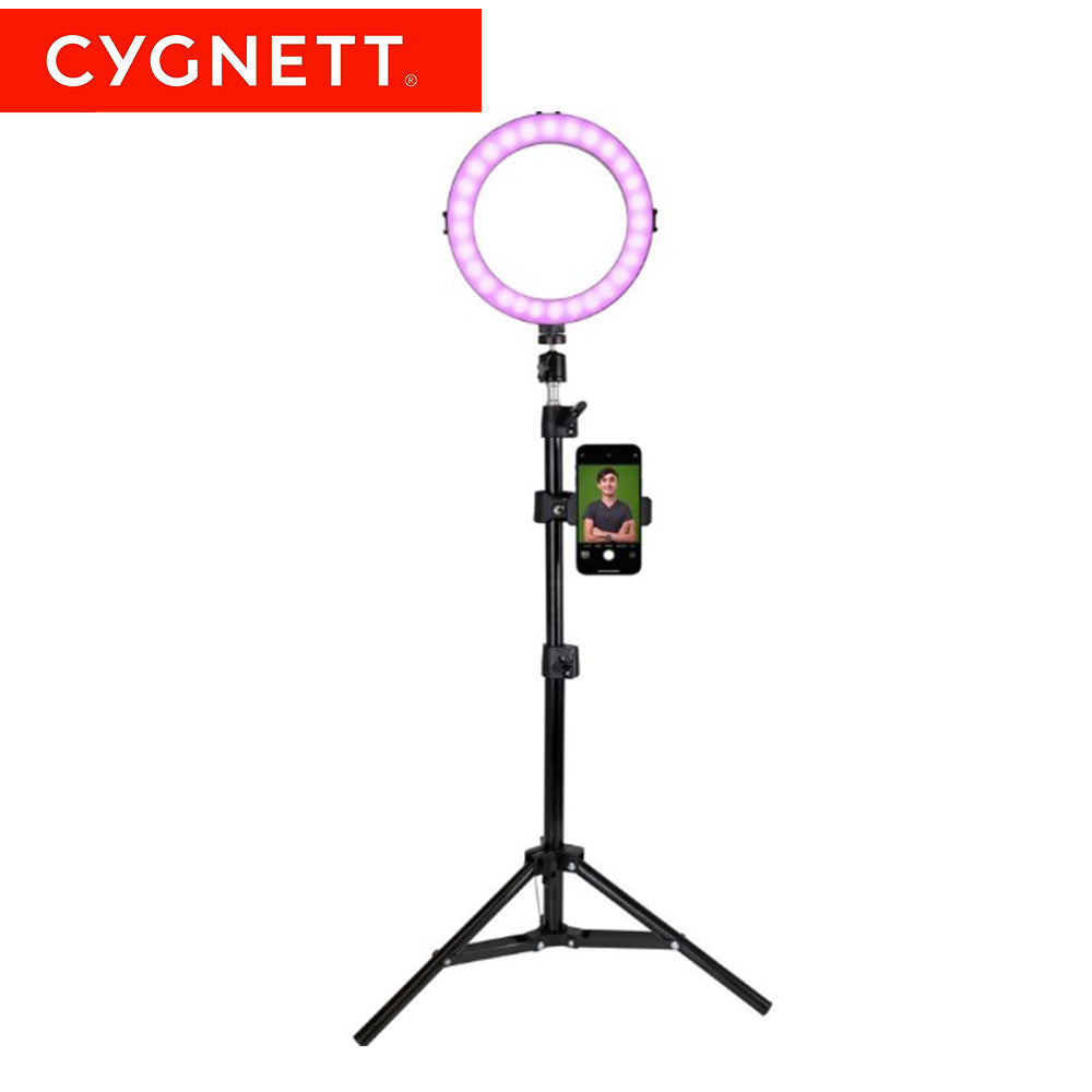 Cygnett 8‘’ RGB Ring Light Kit - Green Screen, Microphone & Remote