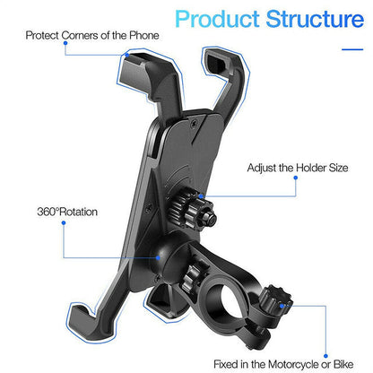 360° Rotation Bike Phone Holder Handlebar Mount for Motorcycle Bicycle