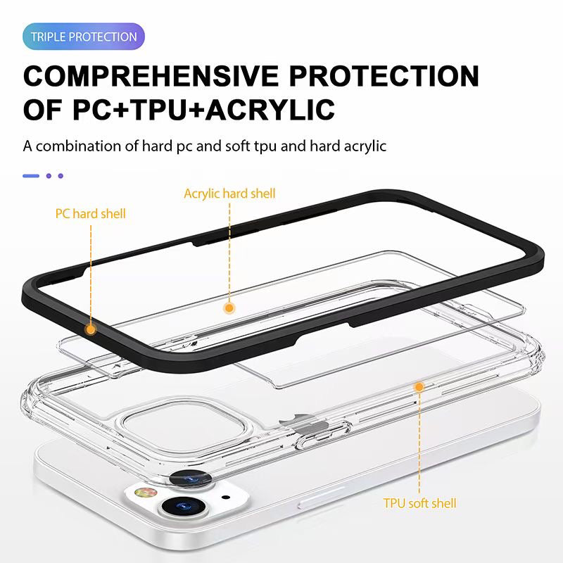 Phonix Case For iPhone X/Xs Clear Rock Hard Case Black border (With Camera Protective)