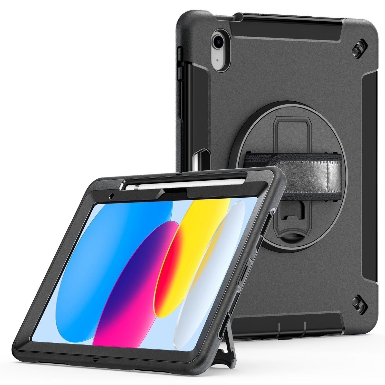 Rugged Case for iPad 5 / 6 iPad Air 2 9.7" Generic Heavy Duty with Pen Holder Screen-Less（Black Diamond）