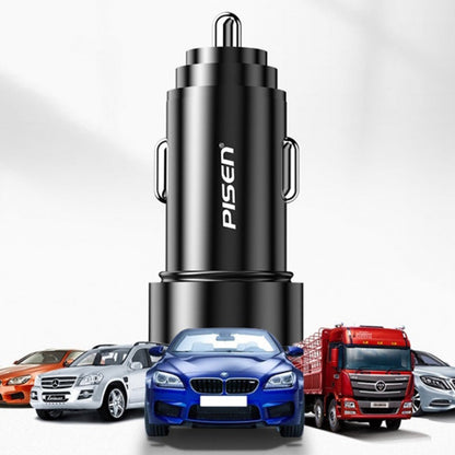 PISEN Metal PD + QC Fast car charger 36W (Black)