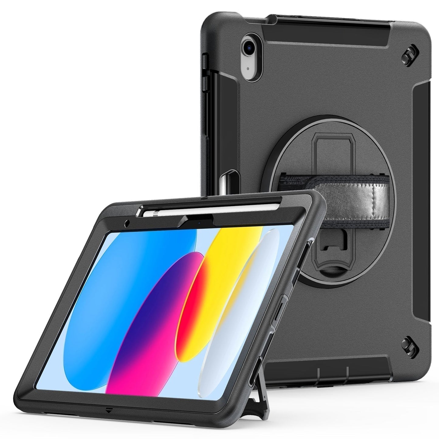 Rugged Case for Galaxy Tab A (2019) (T290/T295) 8.0" Generic Heavy Duty with Pen Holder Screen-Less（Black Diamond）