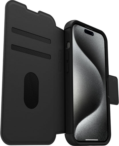 OtterBox Case For iPhone 15 Plus Strada Folio Compatible With MagSafe Case Shadow Black