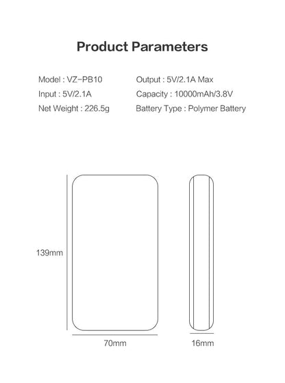 USP Power Bank 10K mAh (10000mAh) White with 3 USB Outputs