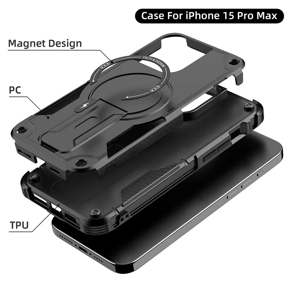 Phonix Case For iPhone 15 Pro Max Stander Case Compatible With Magsafe