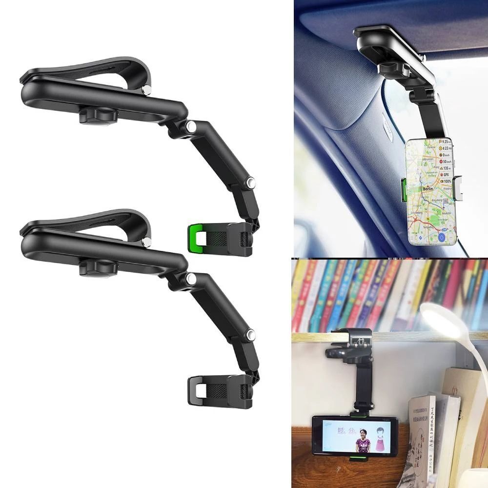 Universal 360° Rotation Car Clip Sun Visor Phone Holder Rearview Mirror Mount